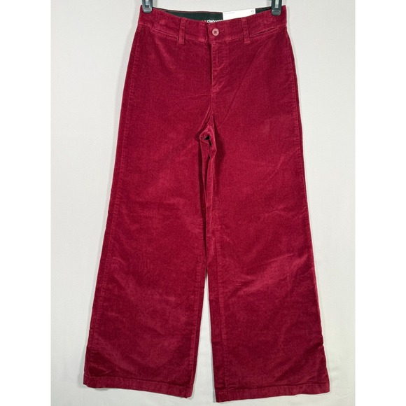NWT Liz Claiborne Wide Leg High Rise 2P Flexi Waist Burgundy Passion Corduroy$54 - Picture 1 of 6
